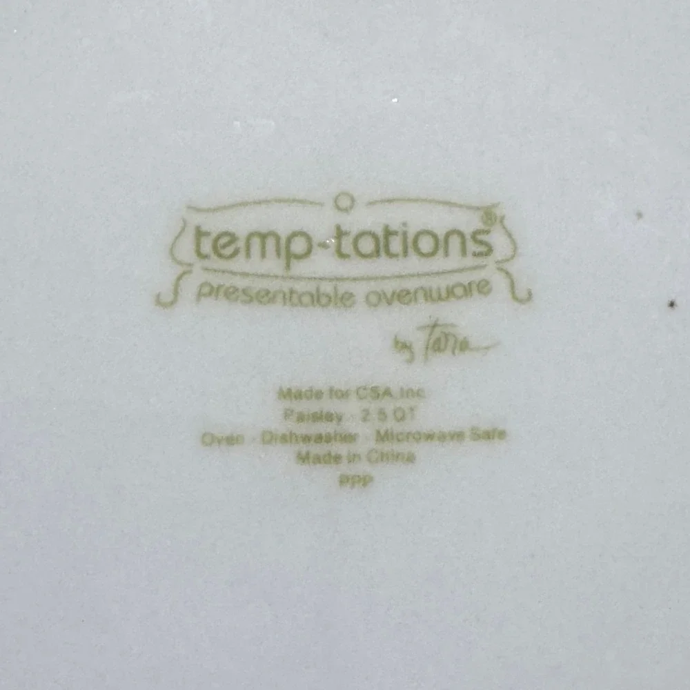 Temp-tations by Tara Paisley Ceramic Casserole Set 2.5QT 1QT Cream Black 5pc